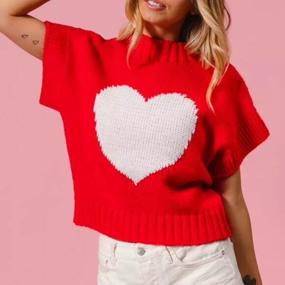 BiBi Rib Banded Heart Pattern Valentines Sweater - Picture 10 of 16
